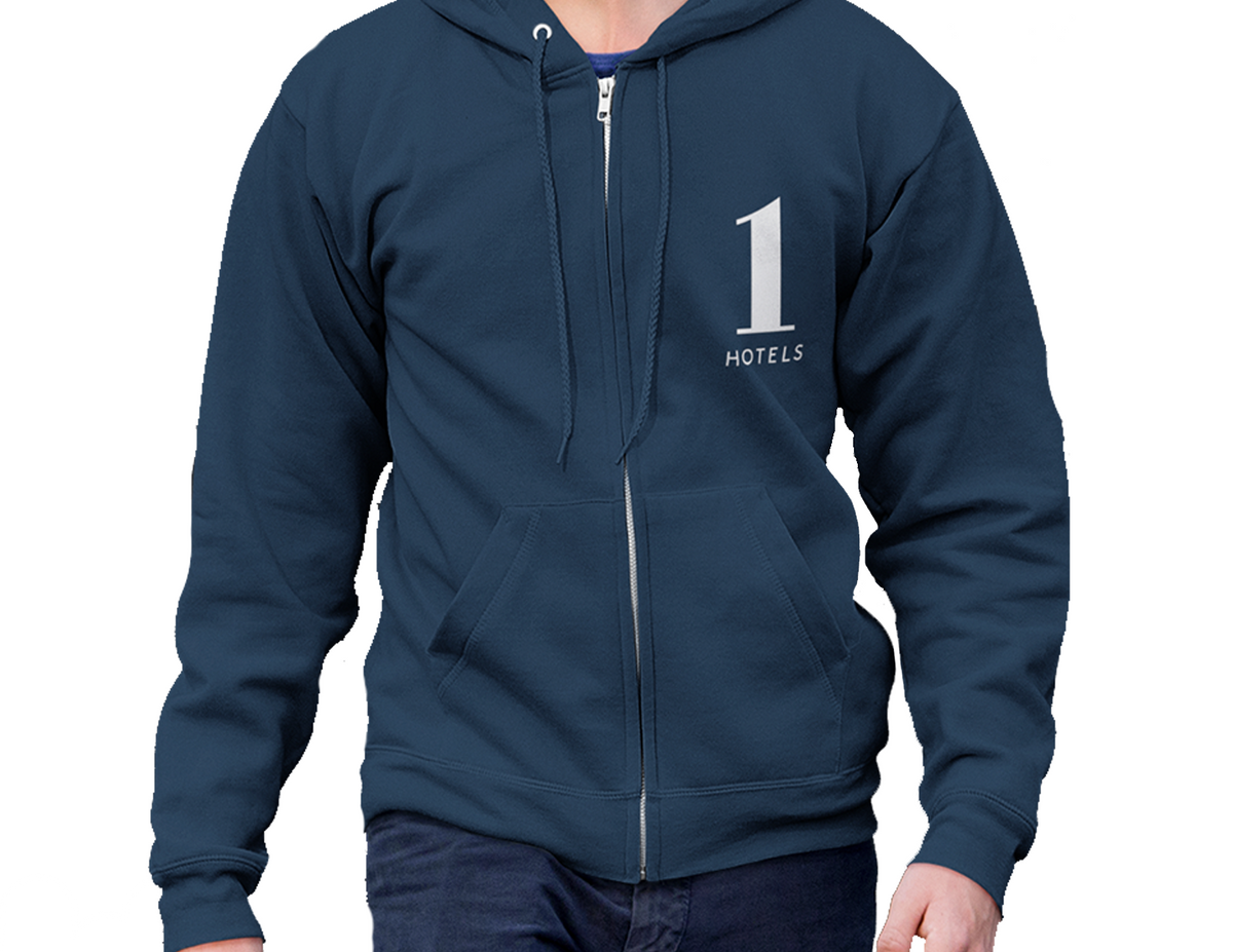 1 Hotel South Beach Zip Up Hoodie in Navy 1 Hotels Goodthings