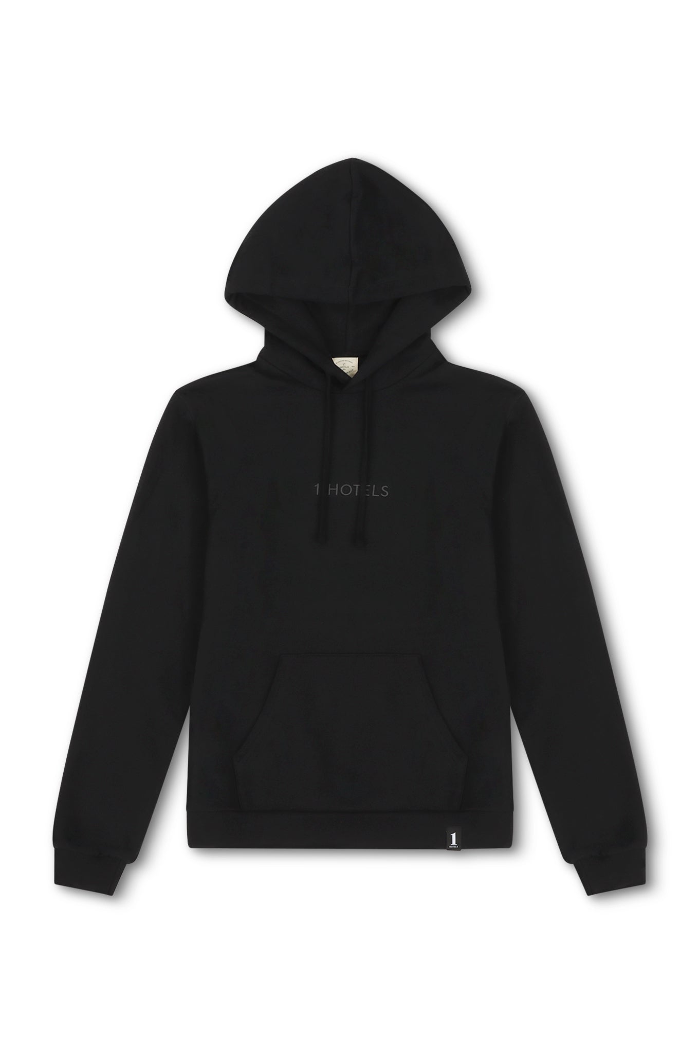 Midweight 1 Hotels Unisex Hoodie in Black | Organic Cotton Fleece 